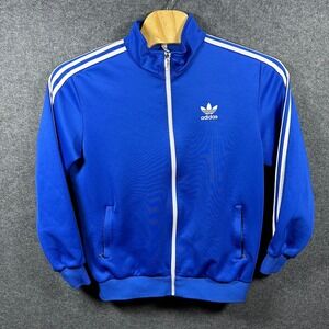 Adidas Firebird Track Jacket Blue White 3 Stripe Full Zip Mens (XL)